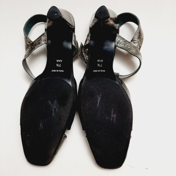 ROBERTO CAPUCCI Italy Genuine Leather T-strap Slingback Pump Heels Sz 7.5 AAA - Picture 14 of 16